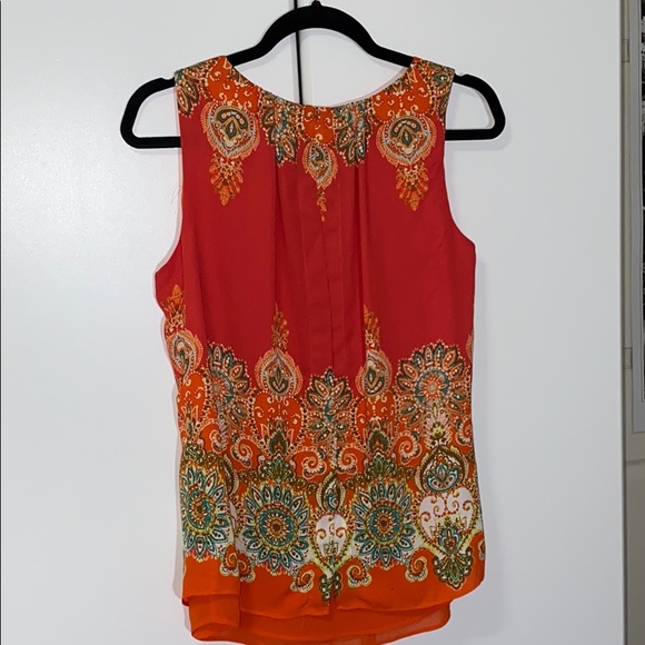 Blood orange paisley tank top blouse - Picture 2 of 4